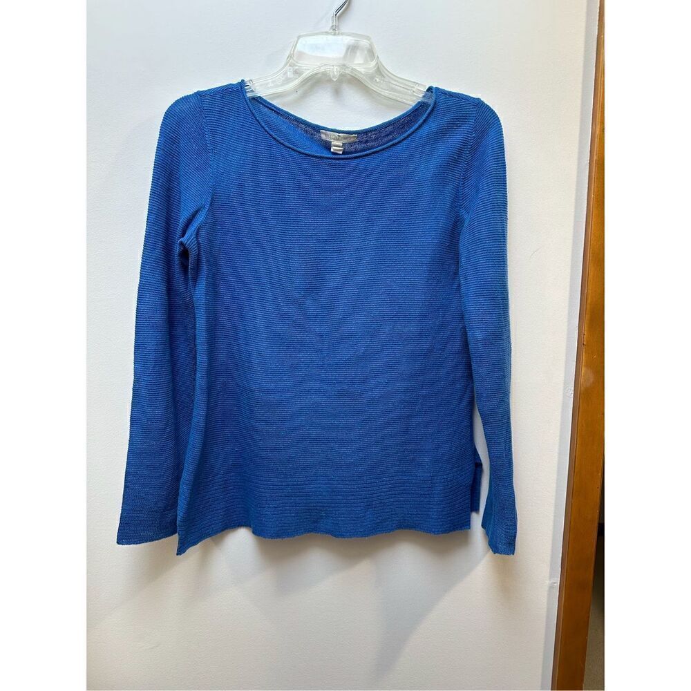 Eileen Fisher 100% organic linen women’s blue sweater size XXS. #8-1681